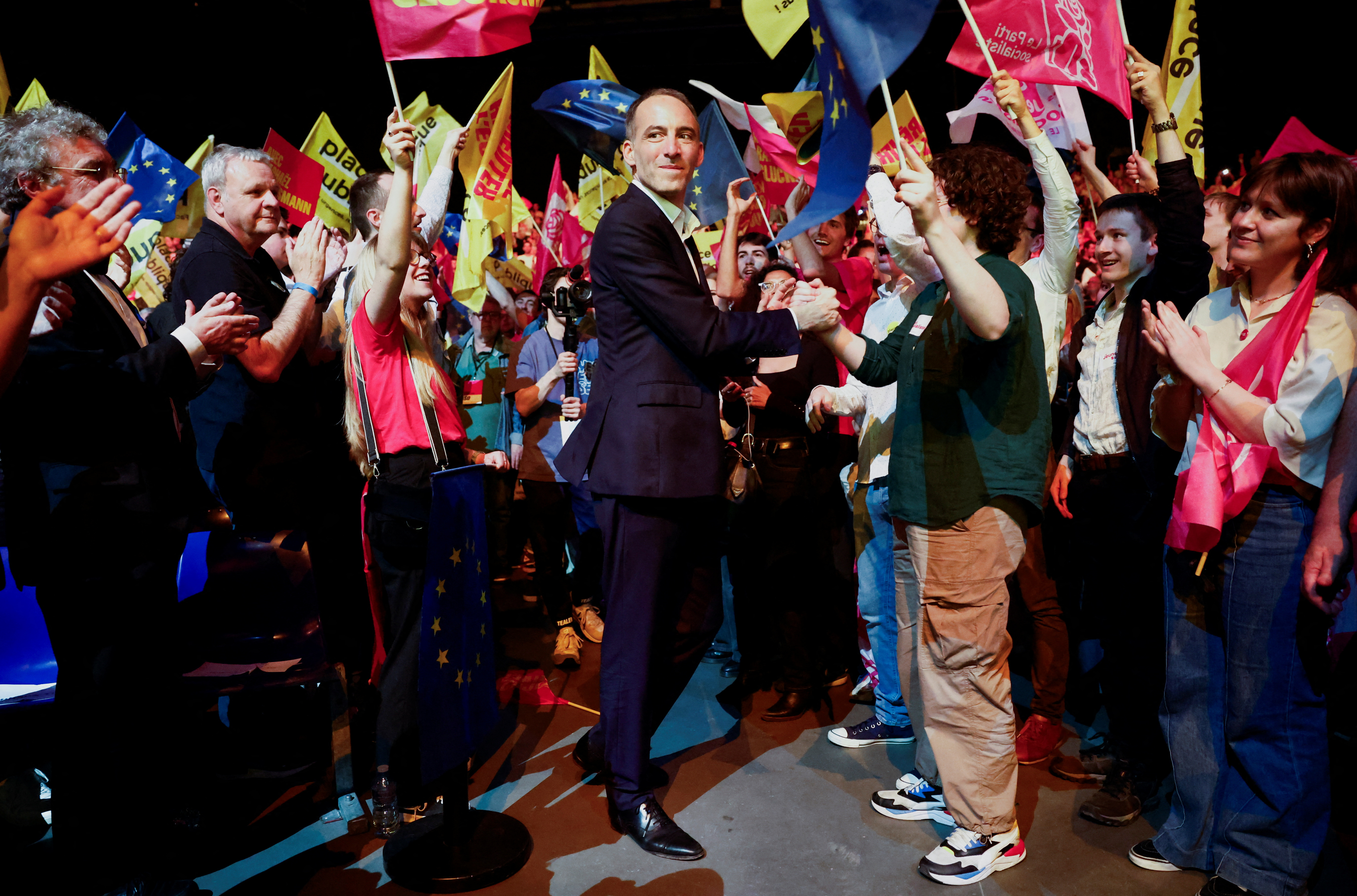 Political rally of the list "Reveiller l'Europe" for the European elections in Nantes