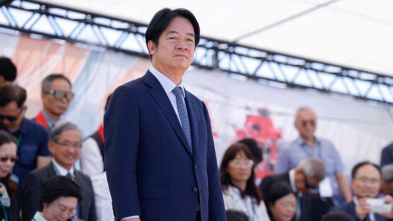 Taiwan President Lai Ching-te attends the coast guard annual drill in Kaohsiung
