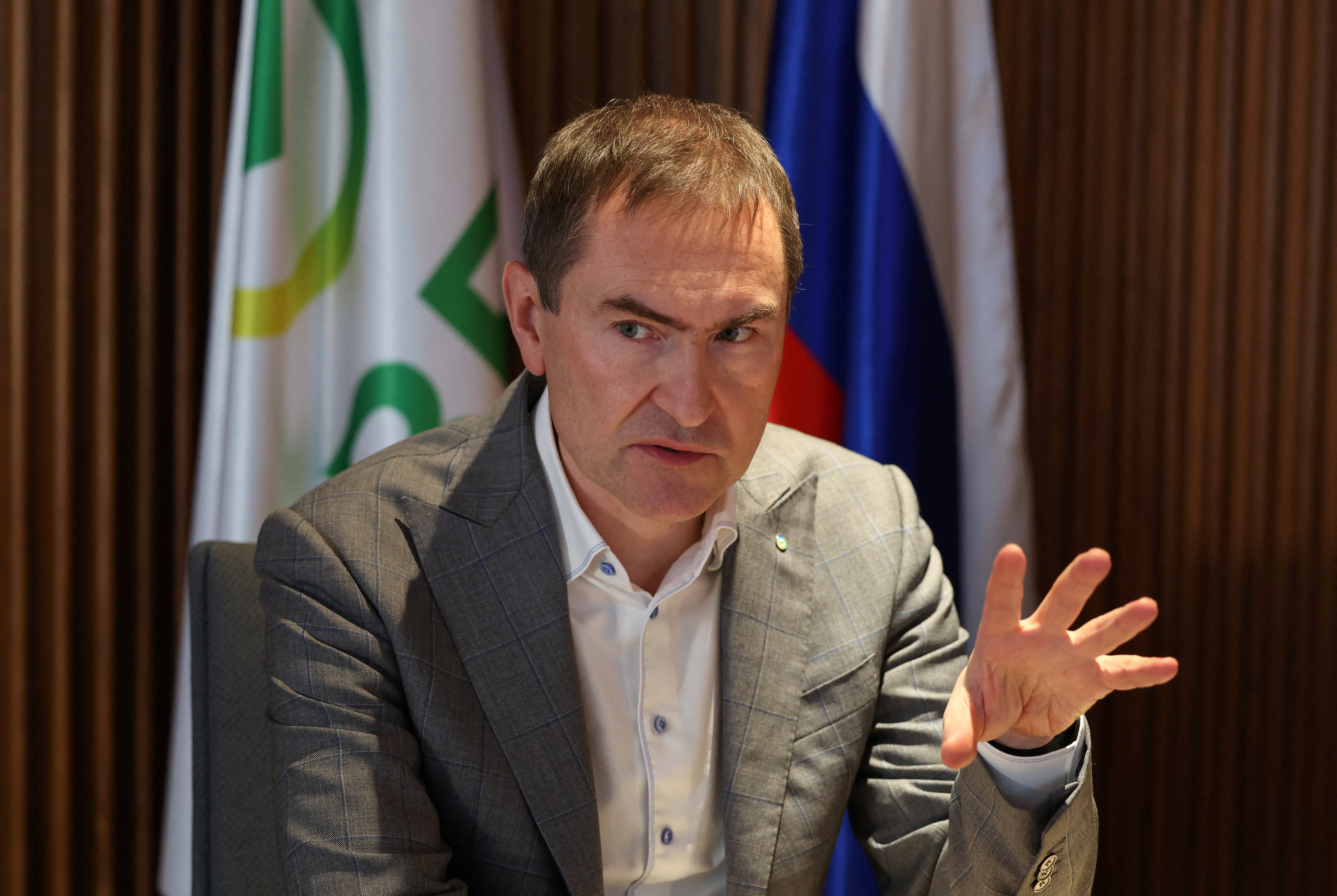 Sberbank first deputy CEO Vedyakhin gives interview in Moscow