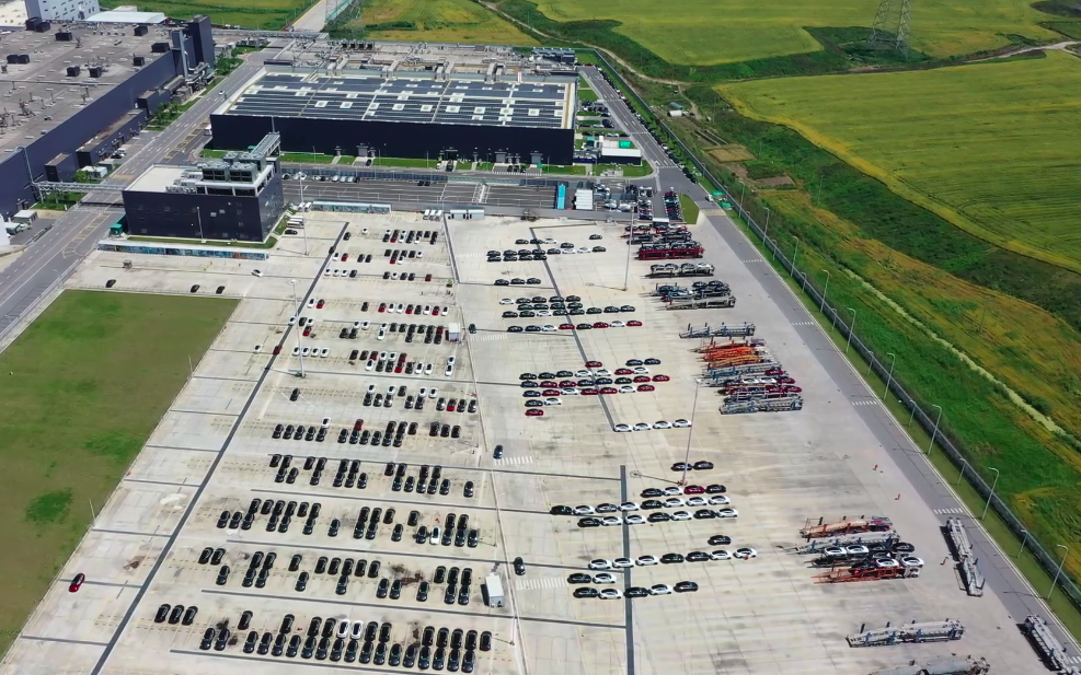 Aerial view of Tesla Shanghai Gigafactory
