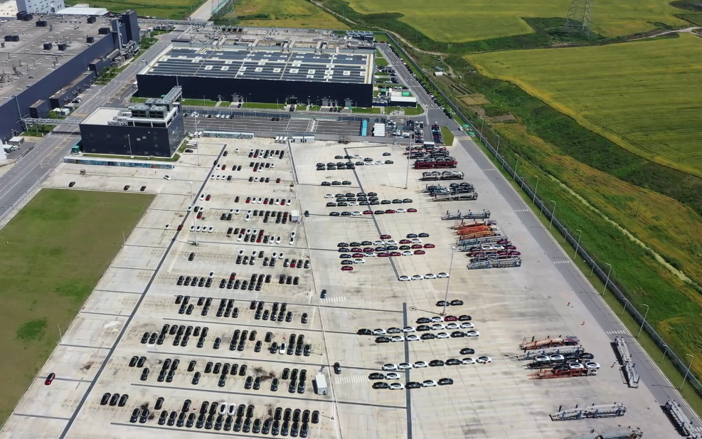 Aerial view of Tesla Shanghai Gigafactory