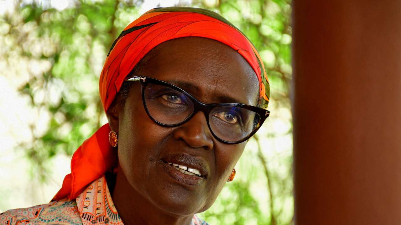 Winnie Byanyima, wife to four time Ugandan presidential candidate, Kizza Besigye speaks during a Reuters interview on Besigye's health at her home in Kasangati