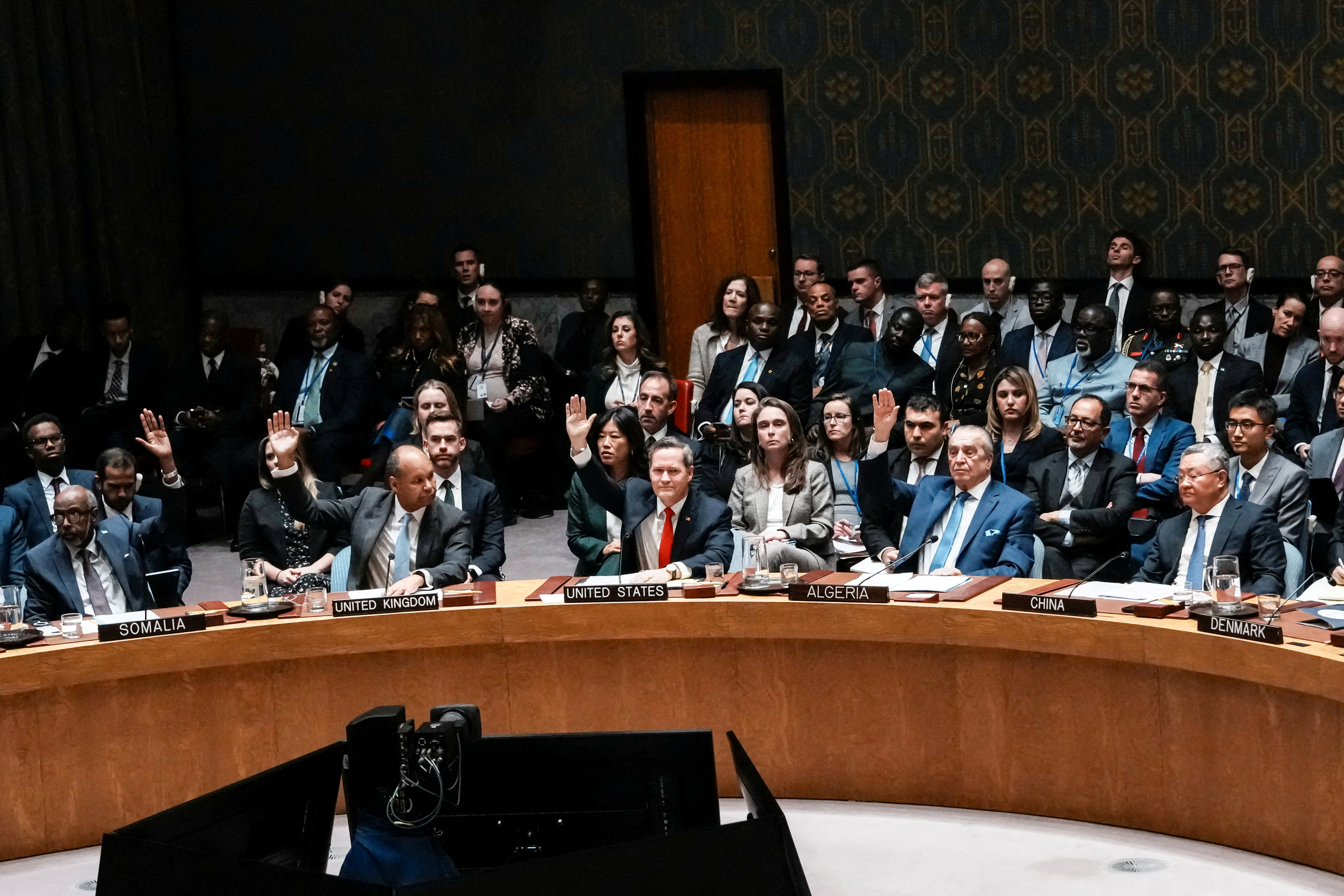 United Nations Security Council meets on U.S. proposal for a U.N. mandate to establish an international stabilization force in Gaza in New York