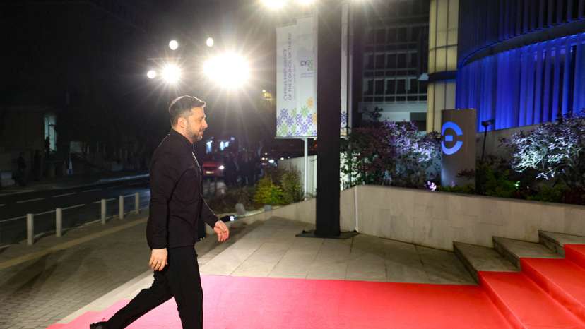 Ukraine's President Volodymyr Zelenskiy arrives at official opening of Cyprus taking over the EU presidency at the THOC theatre in Nicosia