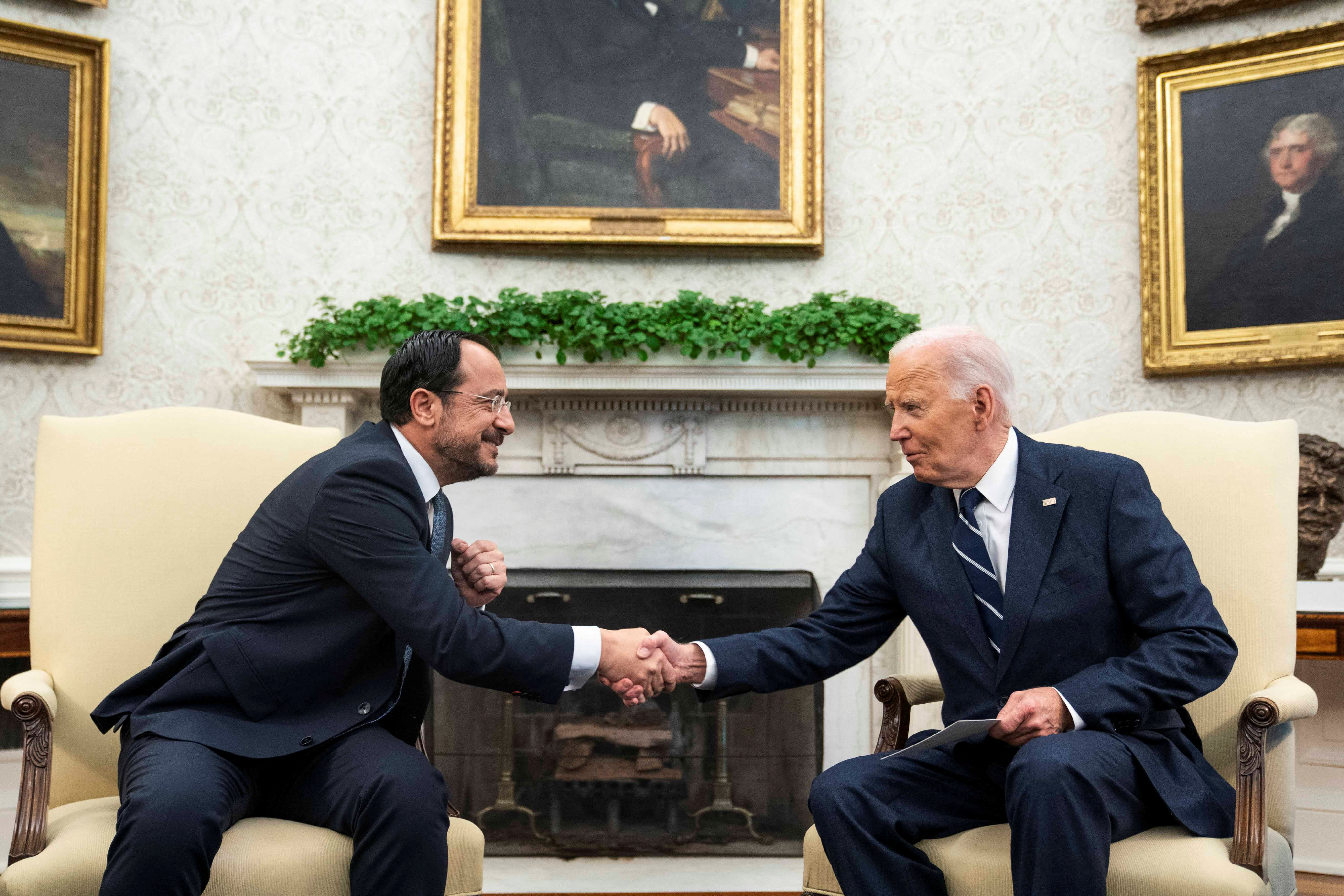 U.S. President Joe Biden meets with Cyprus President Nikos Christodoulides