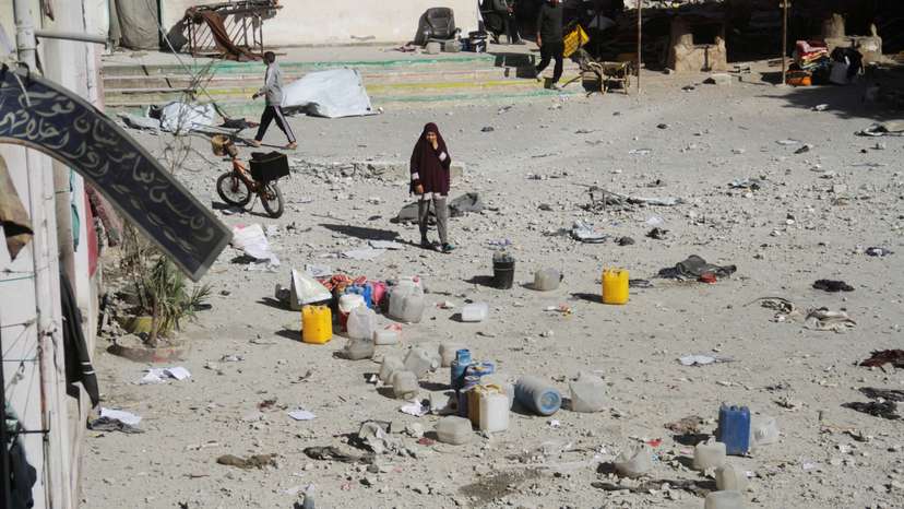 Aftermath of an Israeli strike on a school sheltering displaced people in Gaza City