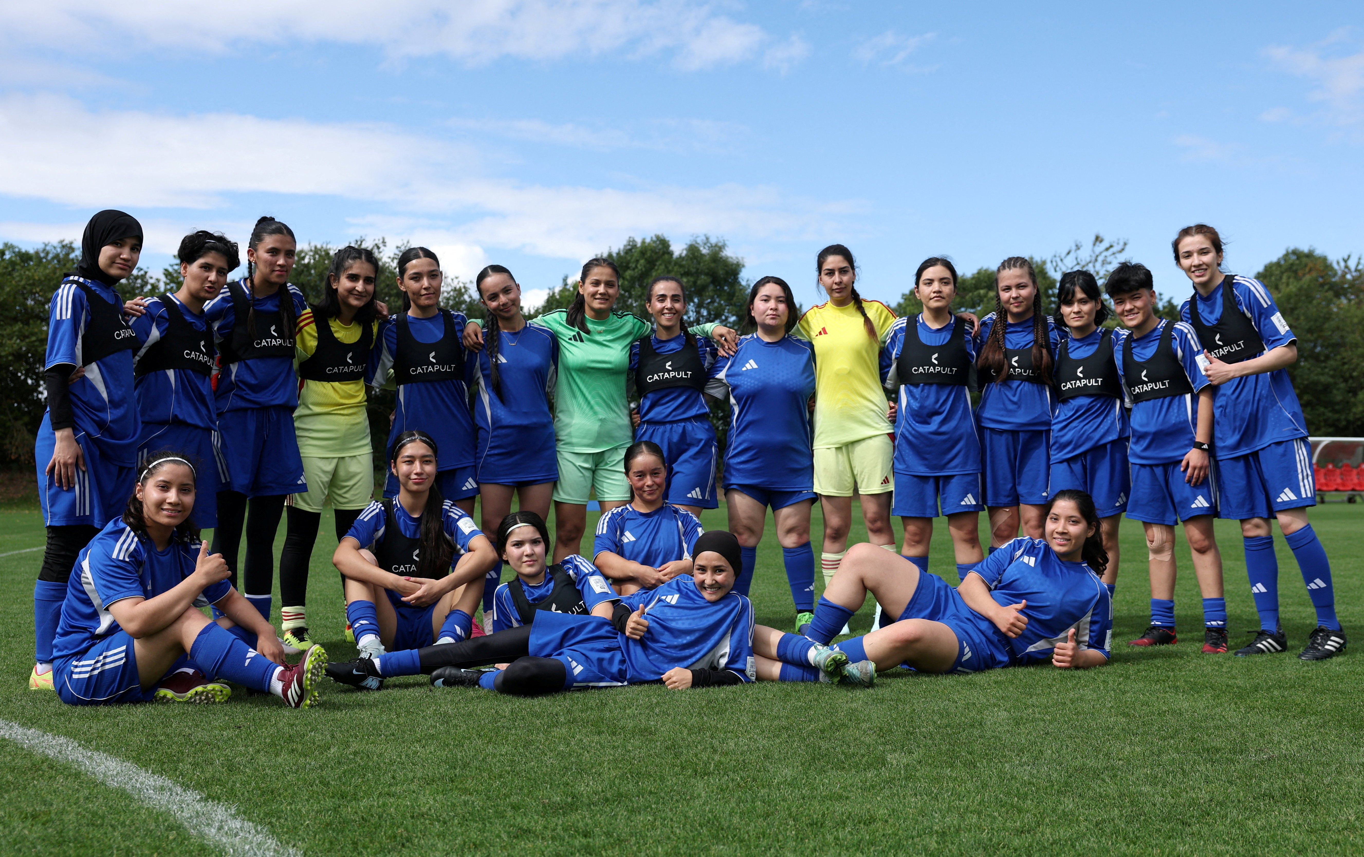 FILE PHOTO: Afghan women refugees train in England to build 23-player soccer squad