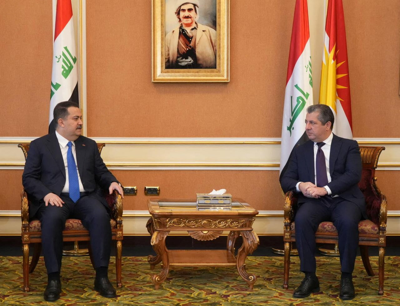 Iraqi Prime Minister Mohammed Shia al-Sudani meets with Prime Minister of the Kurdistan Region Masrour Barzani, in Erbil
