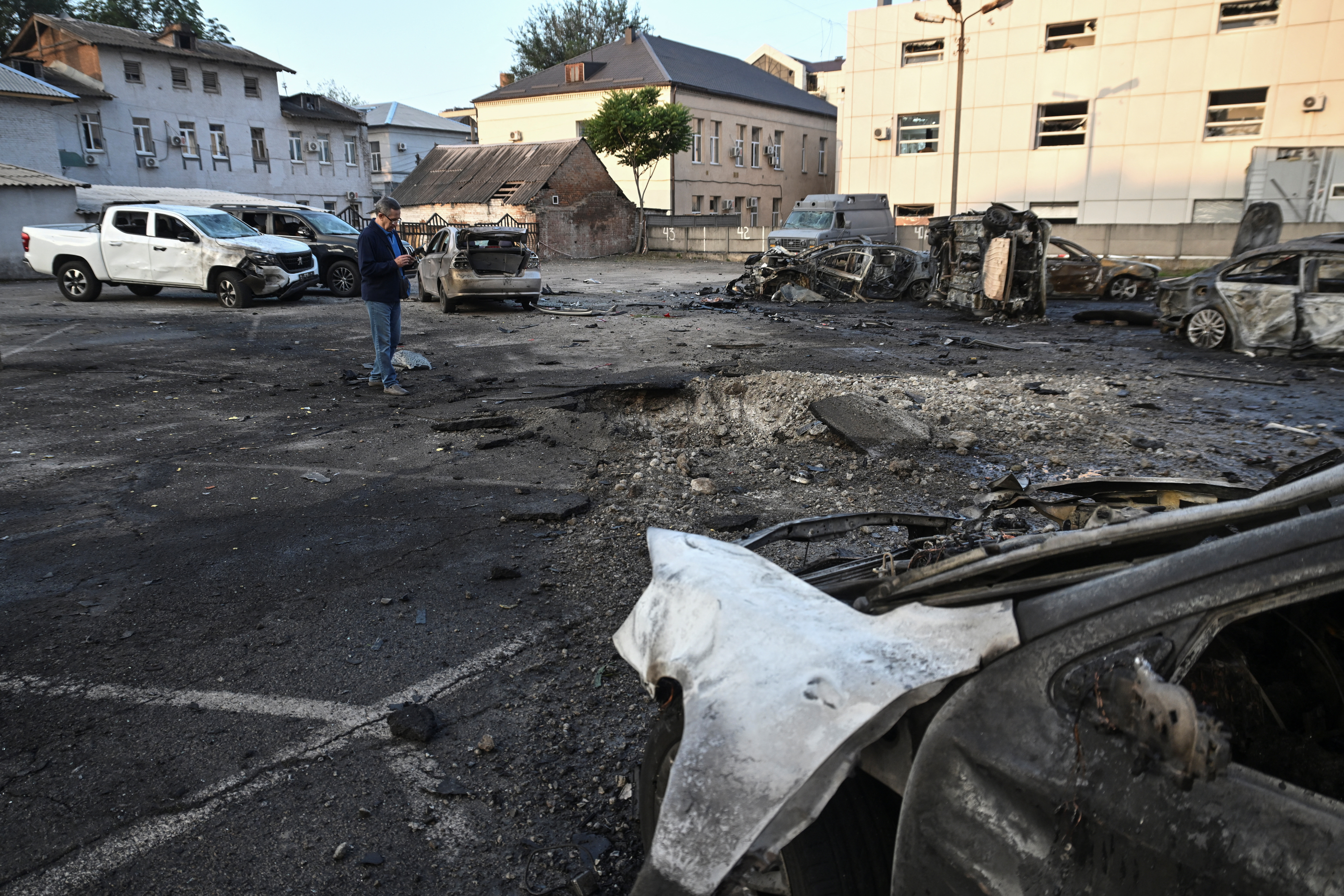 Aftermath of a Russian drone attack in Zaporizhzhia