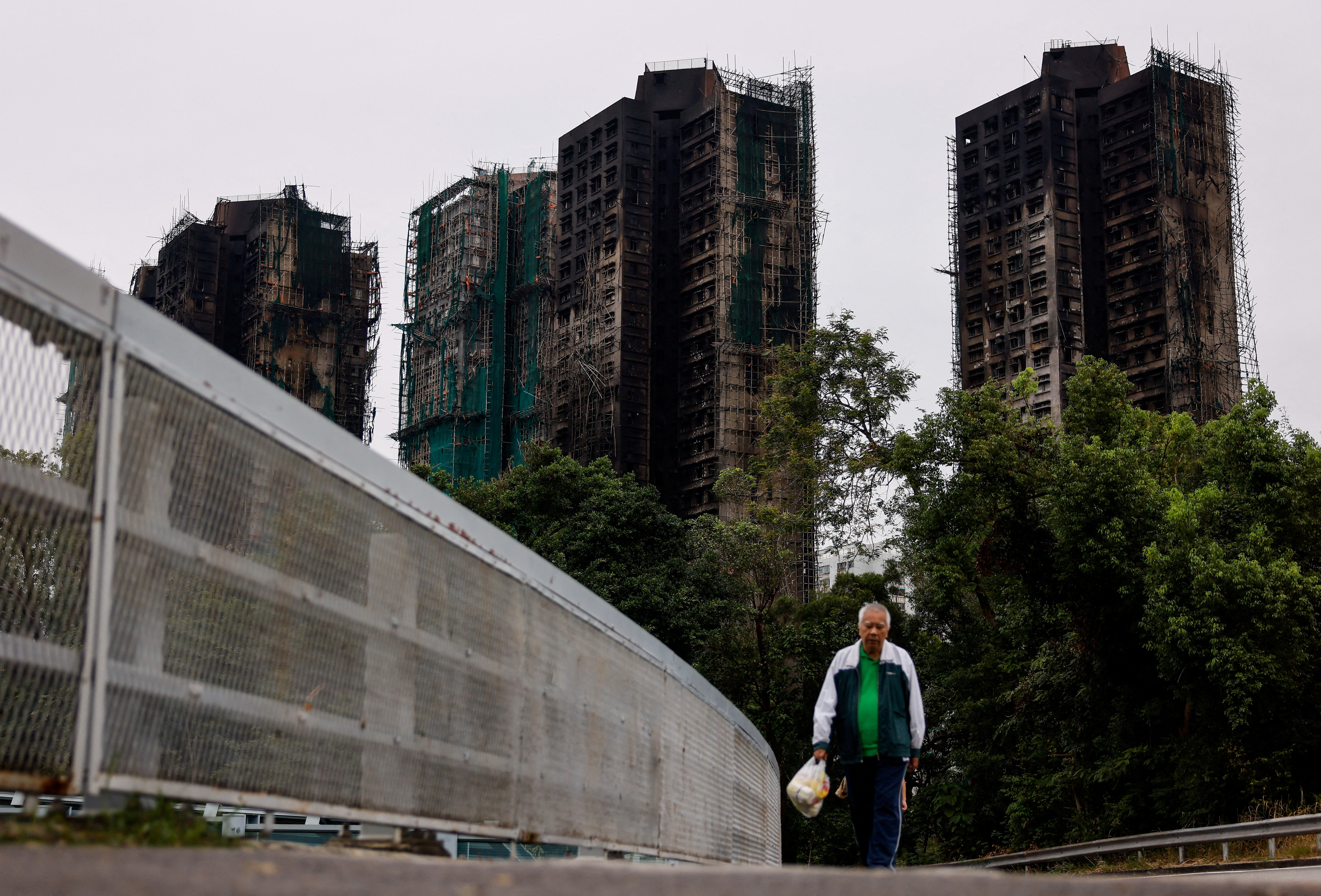 Aftermath of a deadly fire at the Wang Fuk Court housing complex in Hong Kong