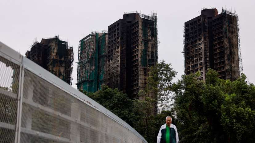 Aftermath of a deadly fire at the Wang Fuk Court housing complex in Hong Kong