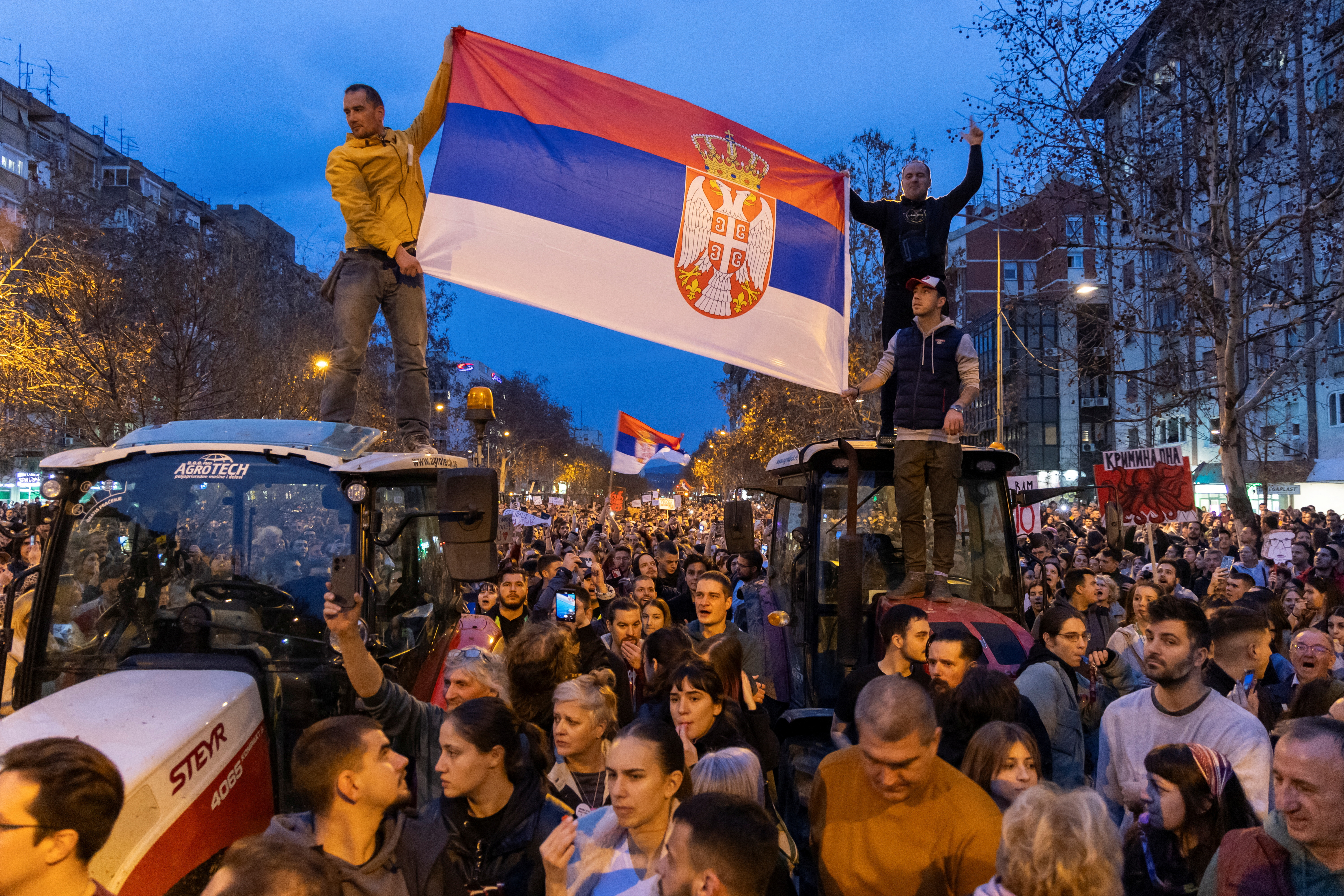 Serbian students protest against beating of their colleagues in Novi Sad