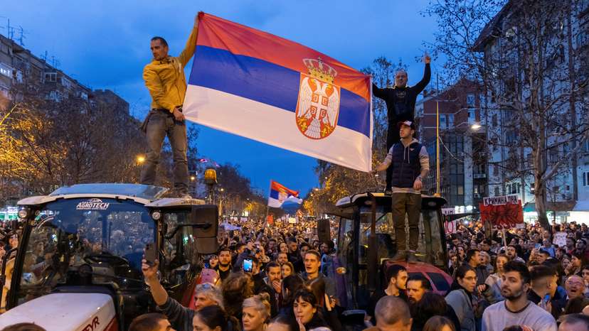Serbian students protest against beating of their colleagues in Novi Sad
