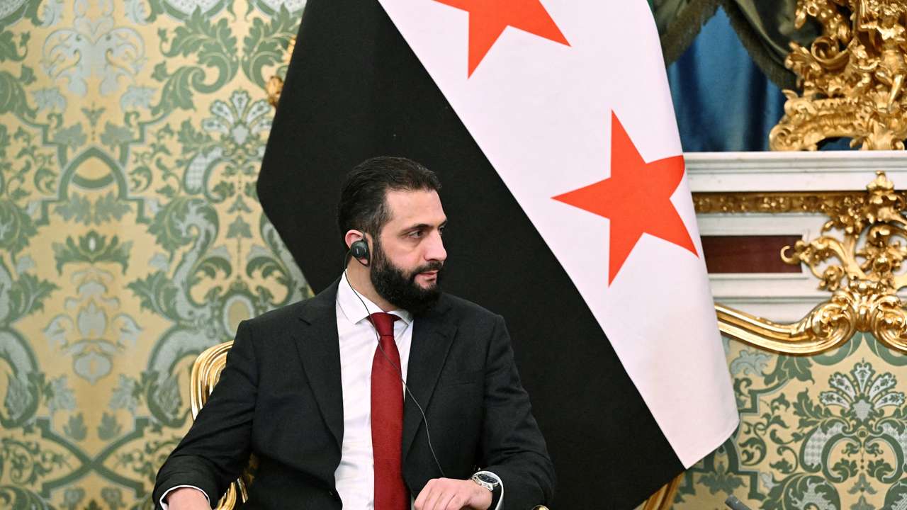 FILE PHOTO: Syria's President Ahmed al-Sharaa attends a meeting with Russia's President Vladimir Putin in Moscow,