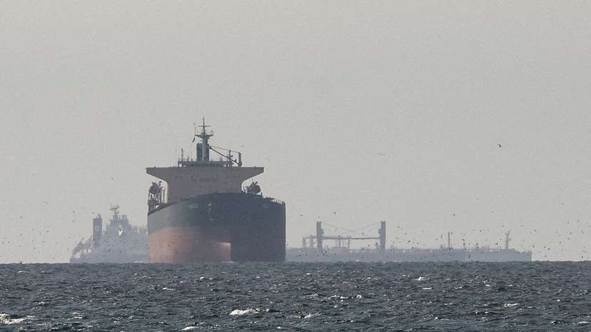 FILE PHOTO: Tankers sail in the Gulf, near the Strait of Hormuz