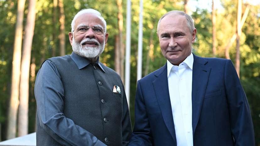 Russia's President Putin and India's Prime Minister Modi meet near Moscow