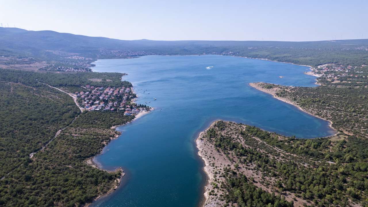 A drone view shows the Karin sea from Pridraga