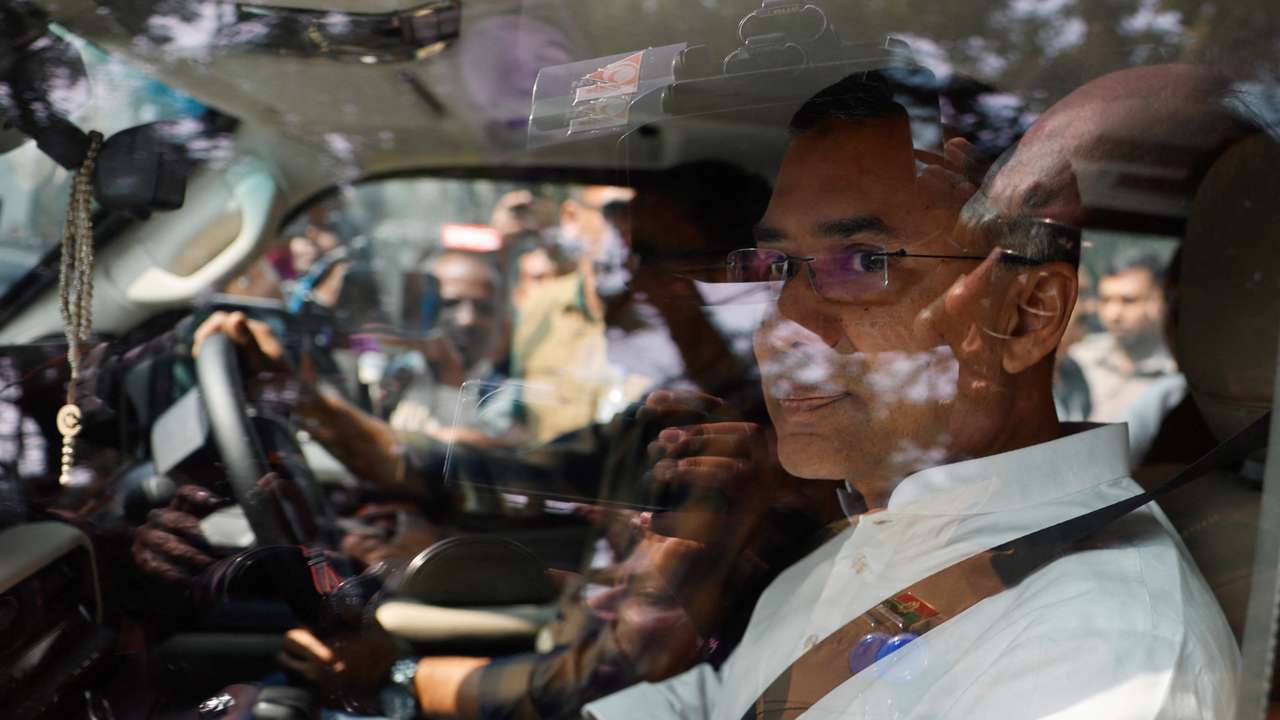 Tarique Rahman, chairman of Bangladesh Nationalist Party (BNP), in a car on his way to the mosque to attend Friday prayer, as results project BNP's victory in the 13th general election, in Dhaka