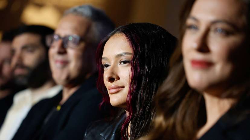 Eden Golan, Israel's representative at the Eurovision Song Contest, attends a press conference in Tel Aviv