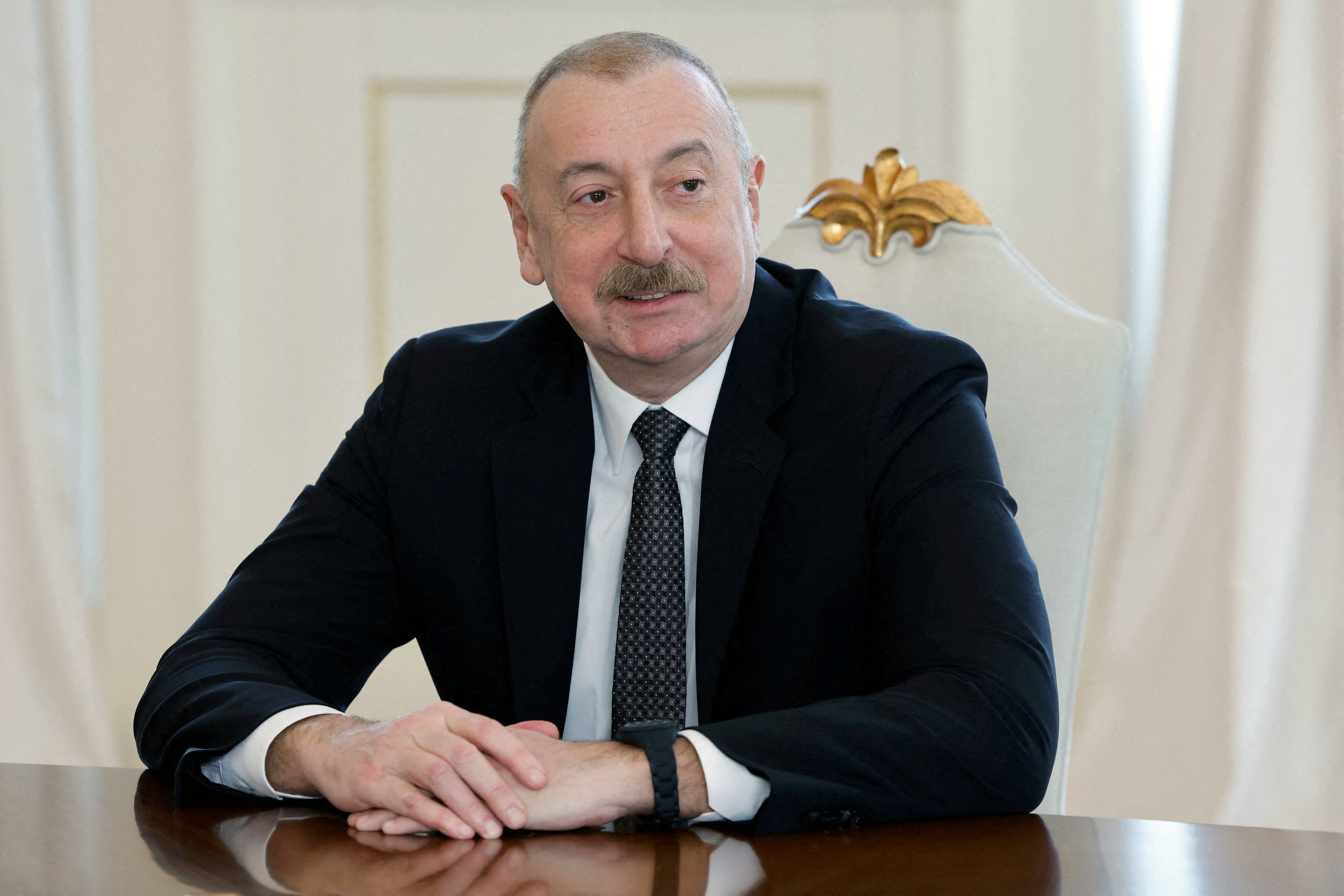 FILE PHOTO: Azerbaijani President Aliyev in Baku