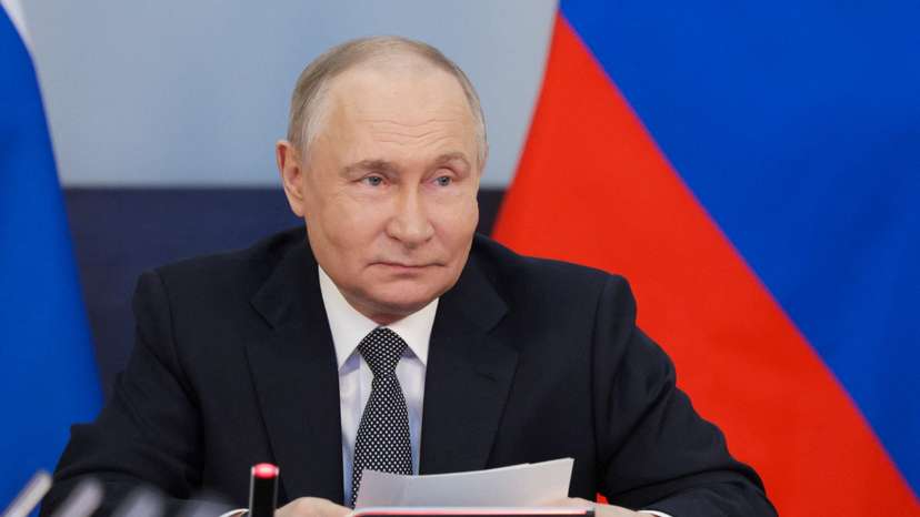Russian President Putin chairs a meeting on the development of Russian Navy in Saint Petersburg