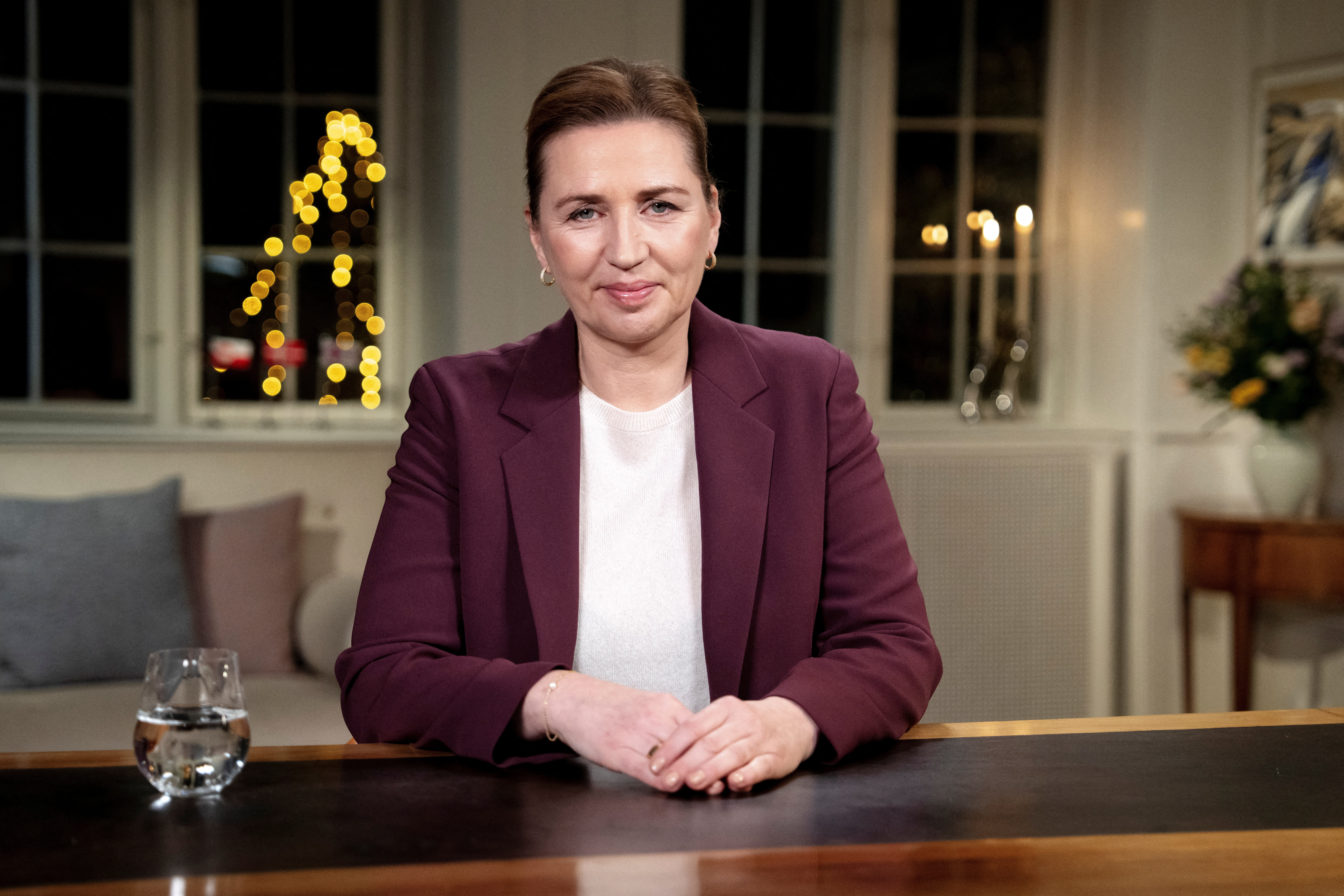 Denmark's Prime Minister Mette Frederiksen delivers New Year's speech at Marienborg