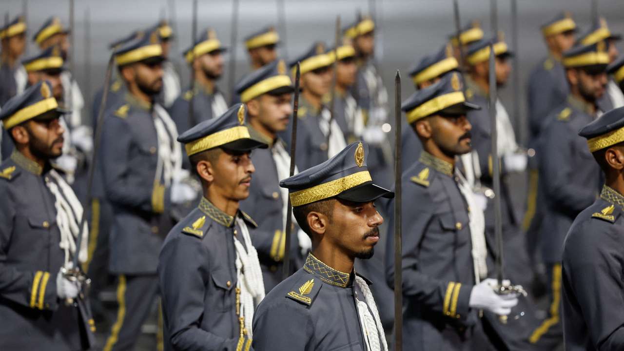 Saudi security forces participate in a parade in preparation for the annual haj pilgrimage, in Mecca