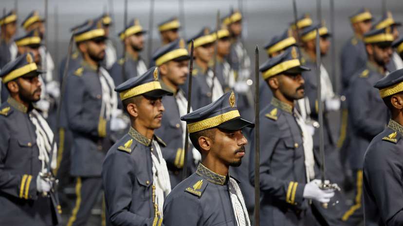 Saudi security forces participate in a parade in preparation for the annual haj pilgrimage, in Mecca