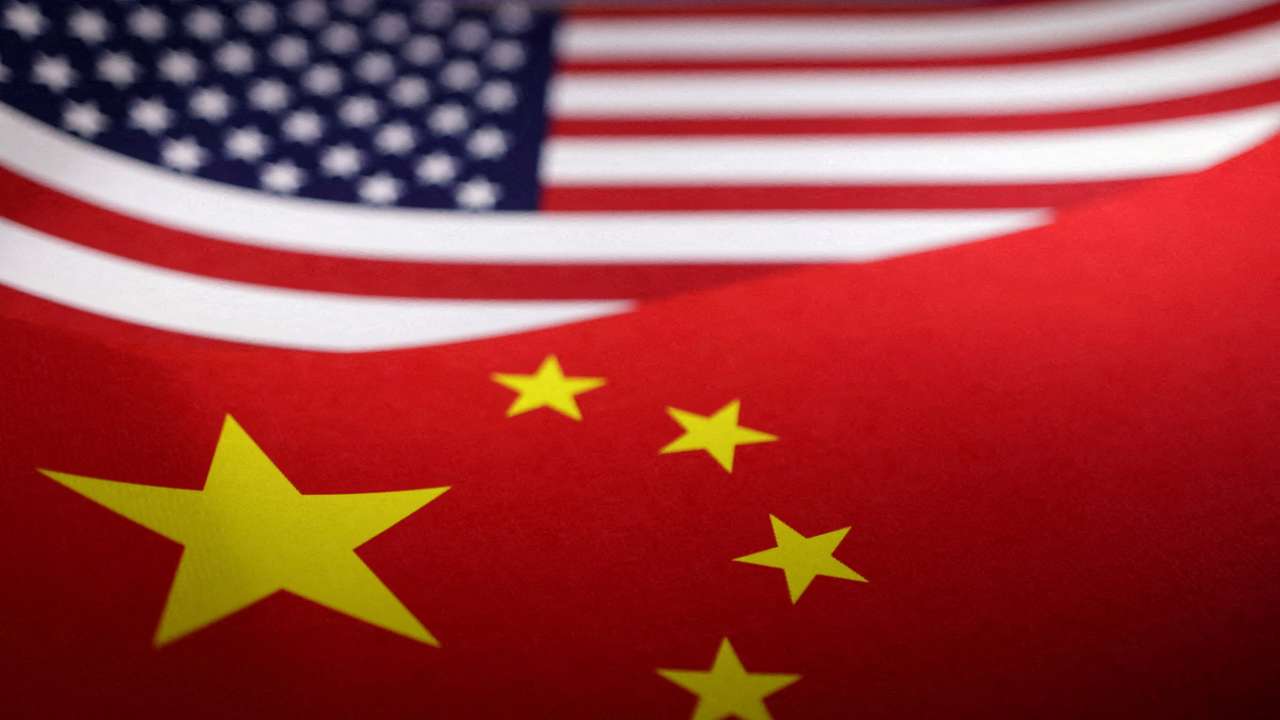 FILE PHOTO: Illustration shows U.S. and Chinese flags