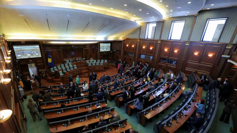 Lawmakers vote to elect the new speaker of the parliament, in Pristina