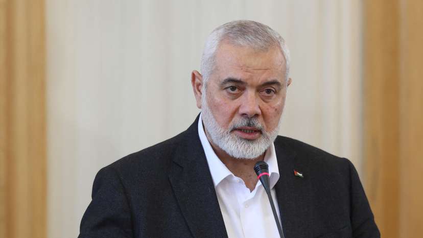 Palestinian group Hamas' top leader, Ismail Haniyeh and Iran's Foreign Minister Hossein Amir Abdollahian attend a press conference in Tehran