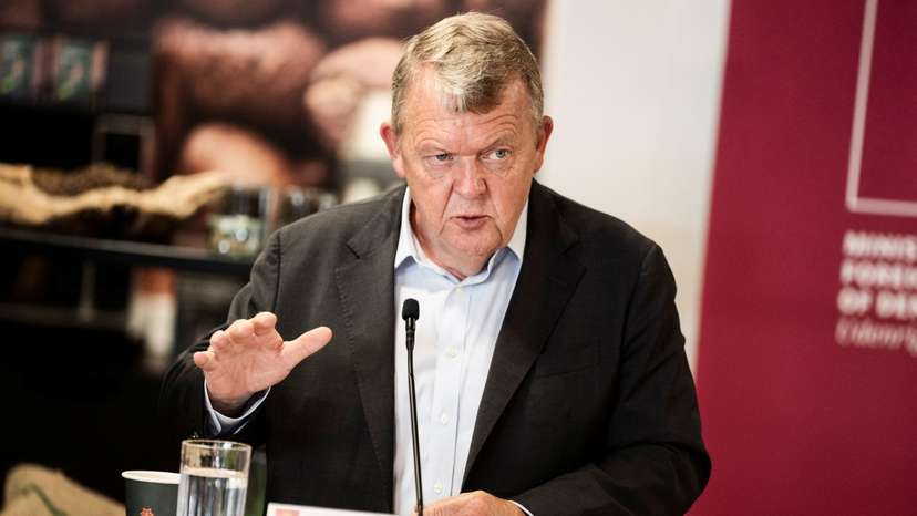 Denmark's Foreign Minister Rasmussen attends press conference in Broendby