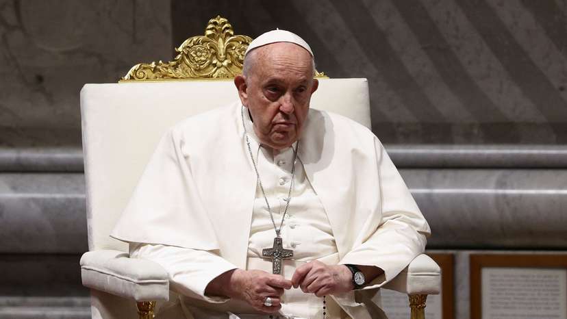 Pope Francis leads a prayer service for peace at the Vatican