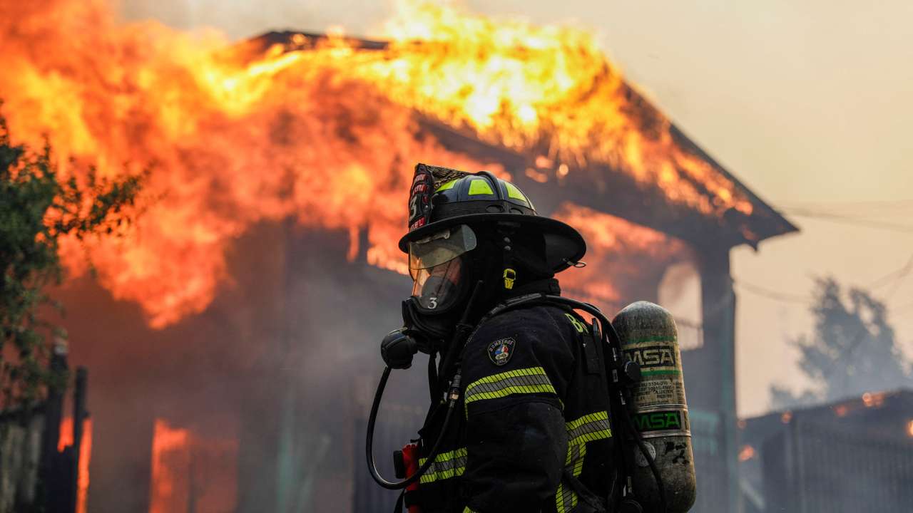 Wildfire burns in Chile