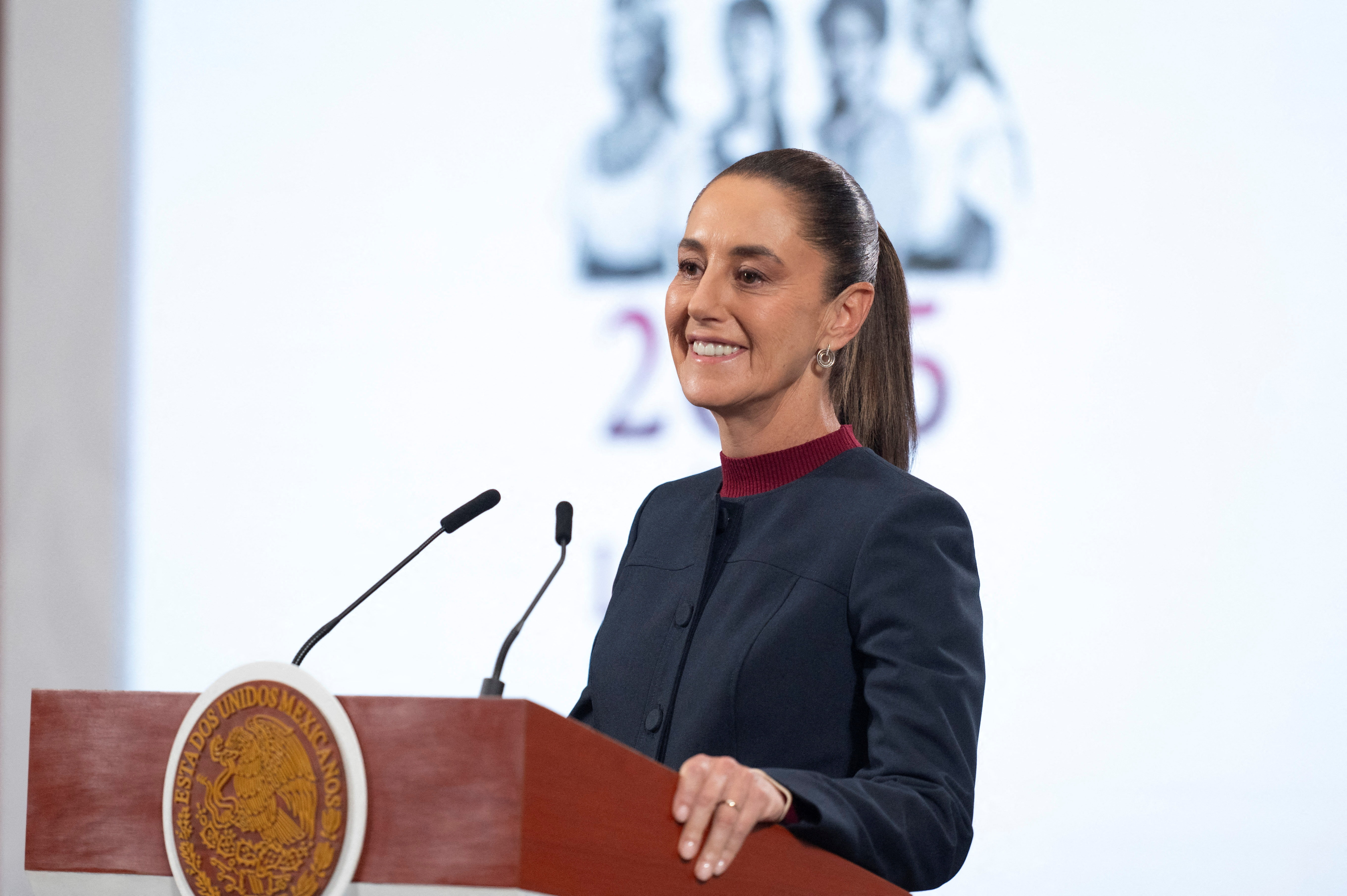Mexico's President Claudia Sheinbaum during her morning press conference, in Mexico City