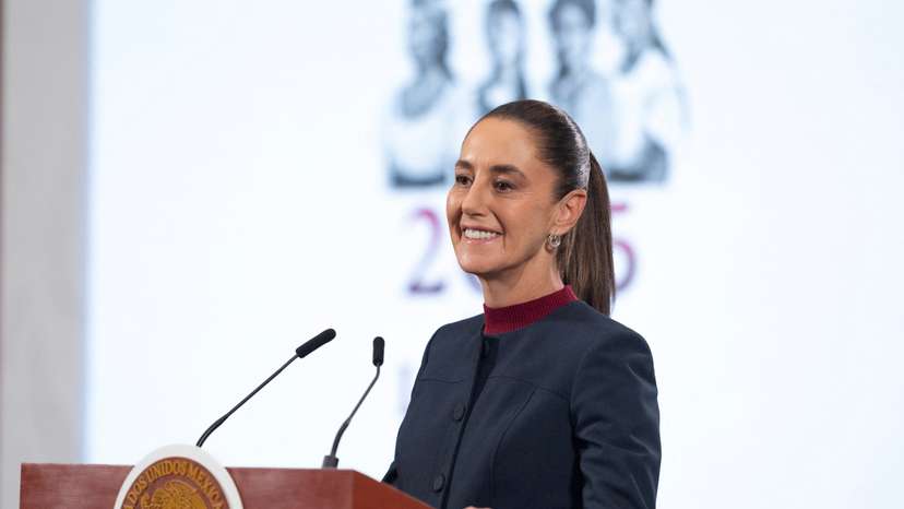 Mexico's President Claudia Sheinbaum during her morning press conference, in Mexico City