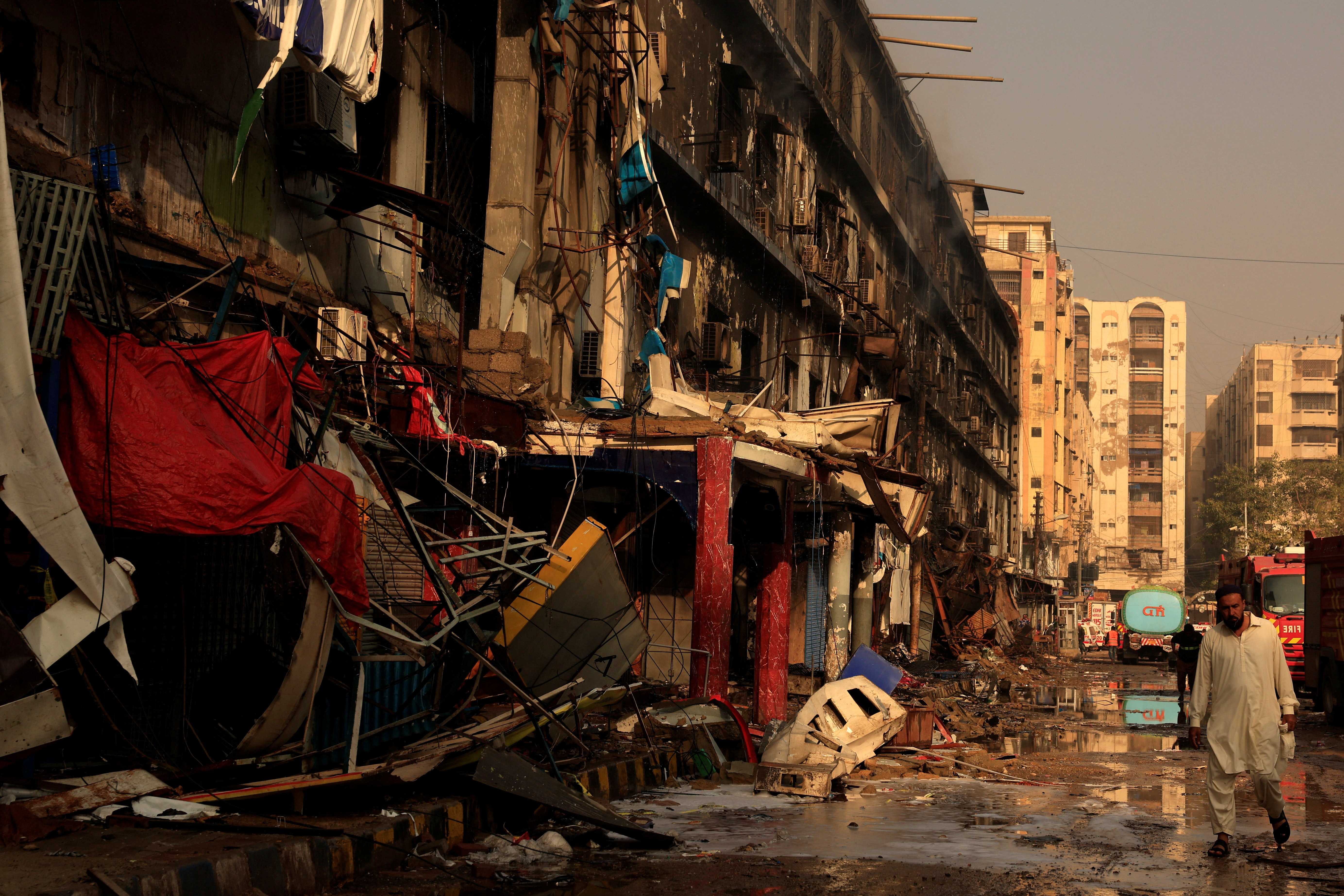 Aftermath of fire in a shopping mall in Karachi