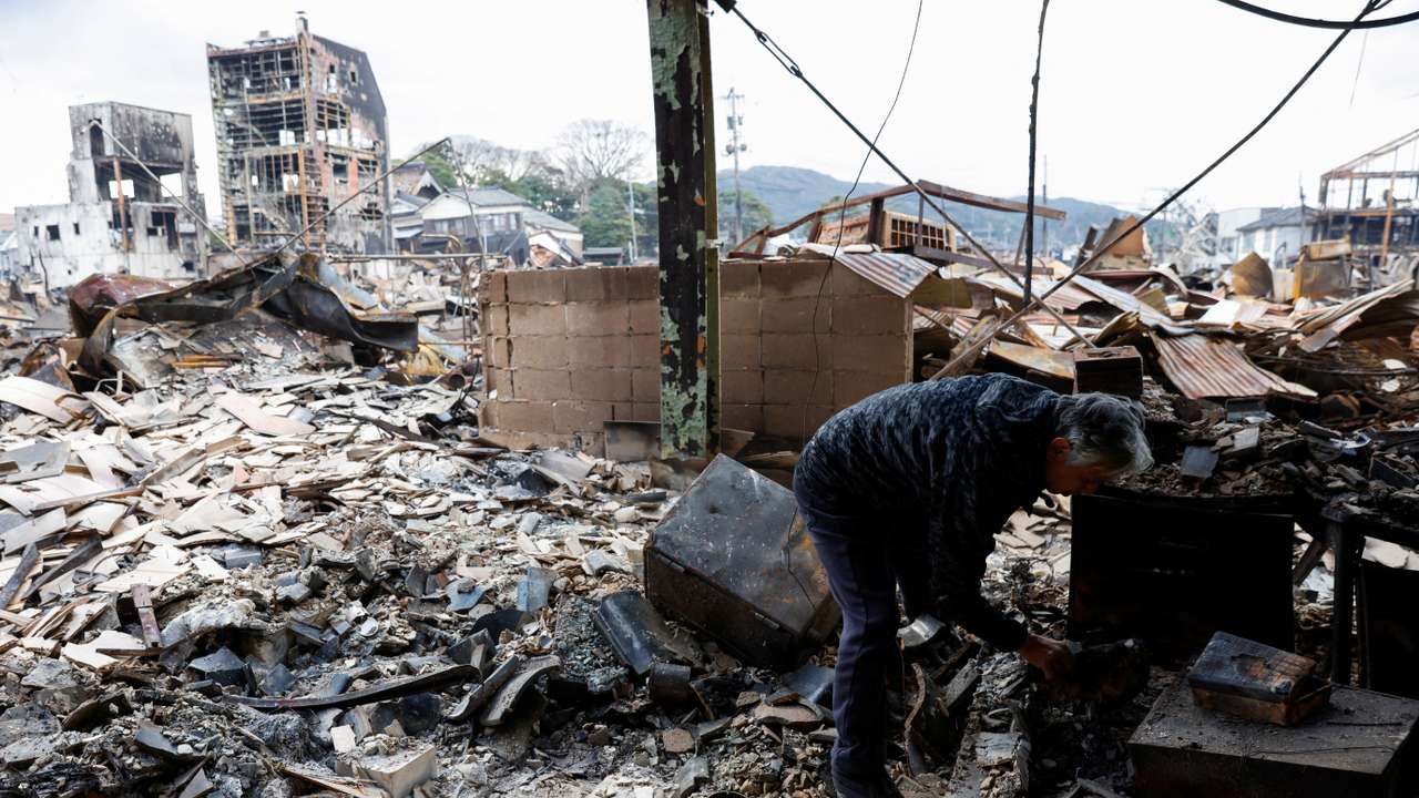 Aftermath of an earthquake, in Wajima
