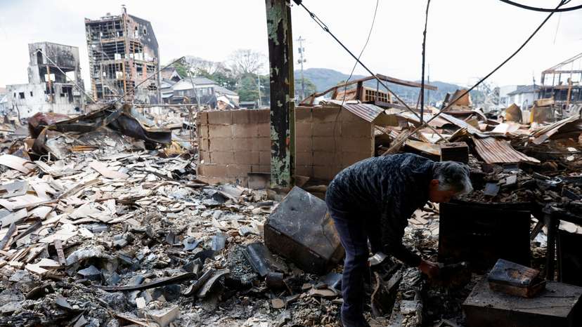 Aftermath of an earthquake, in Wajima