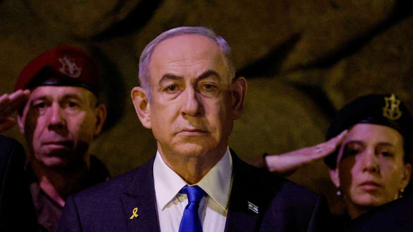 FILE PHOTO: Israeli Prime Minister Benjamin Netanyahu attends a wreath-laying ceremony marking Holocaust Remembrance Day in Jerusalem