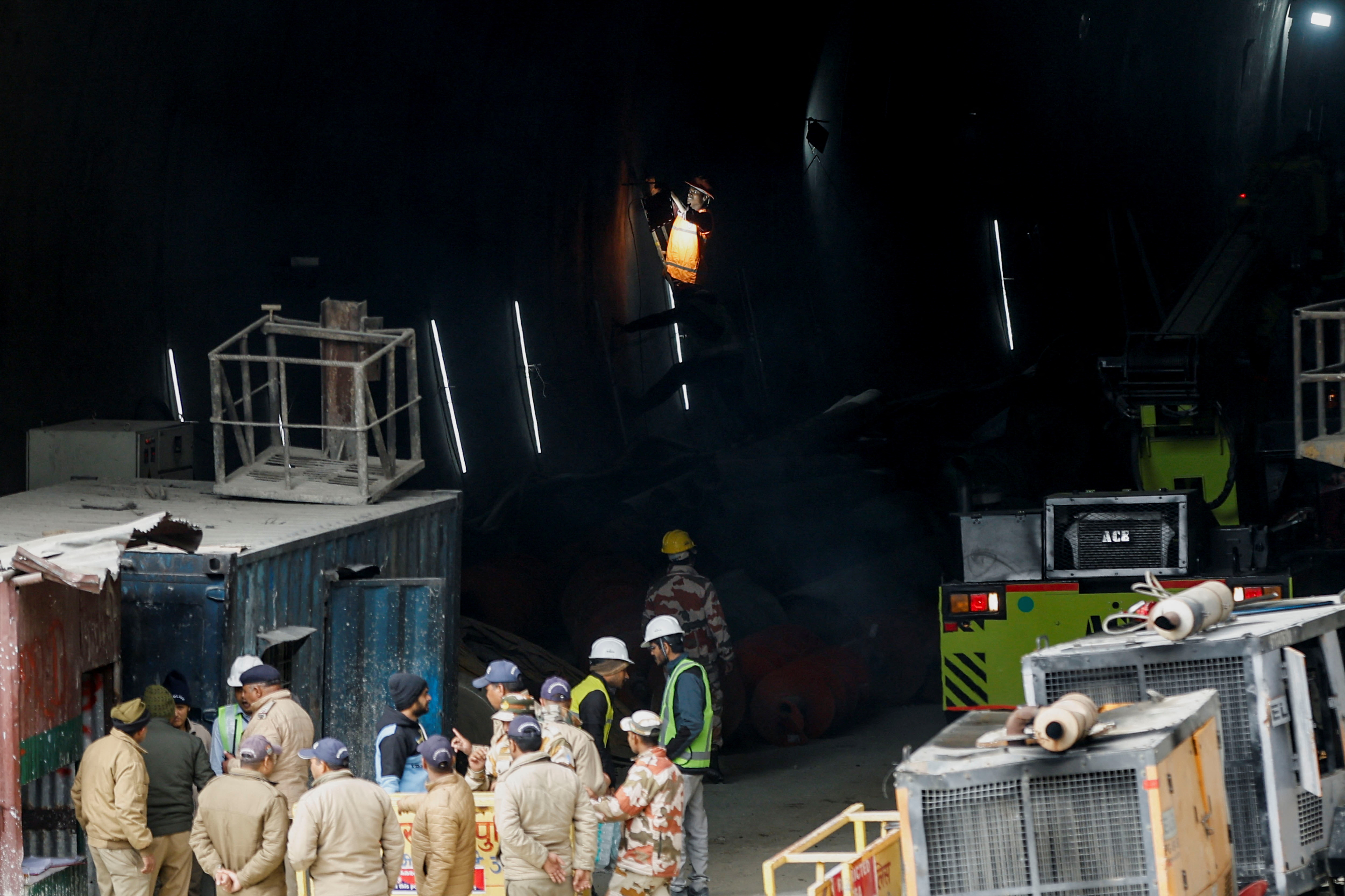 Rescue operations in progress after workers are trapped in a tunnel collapse, in Uttarkashi