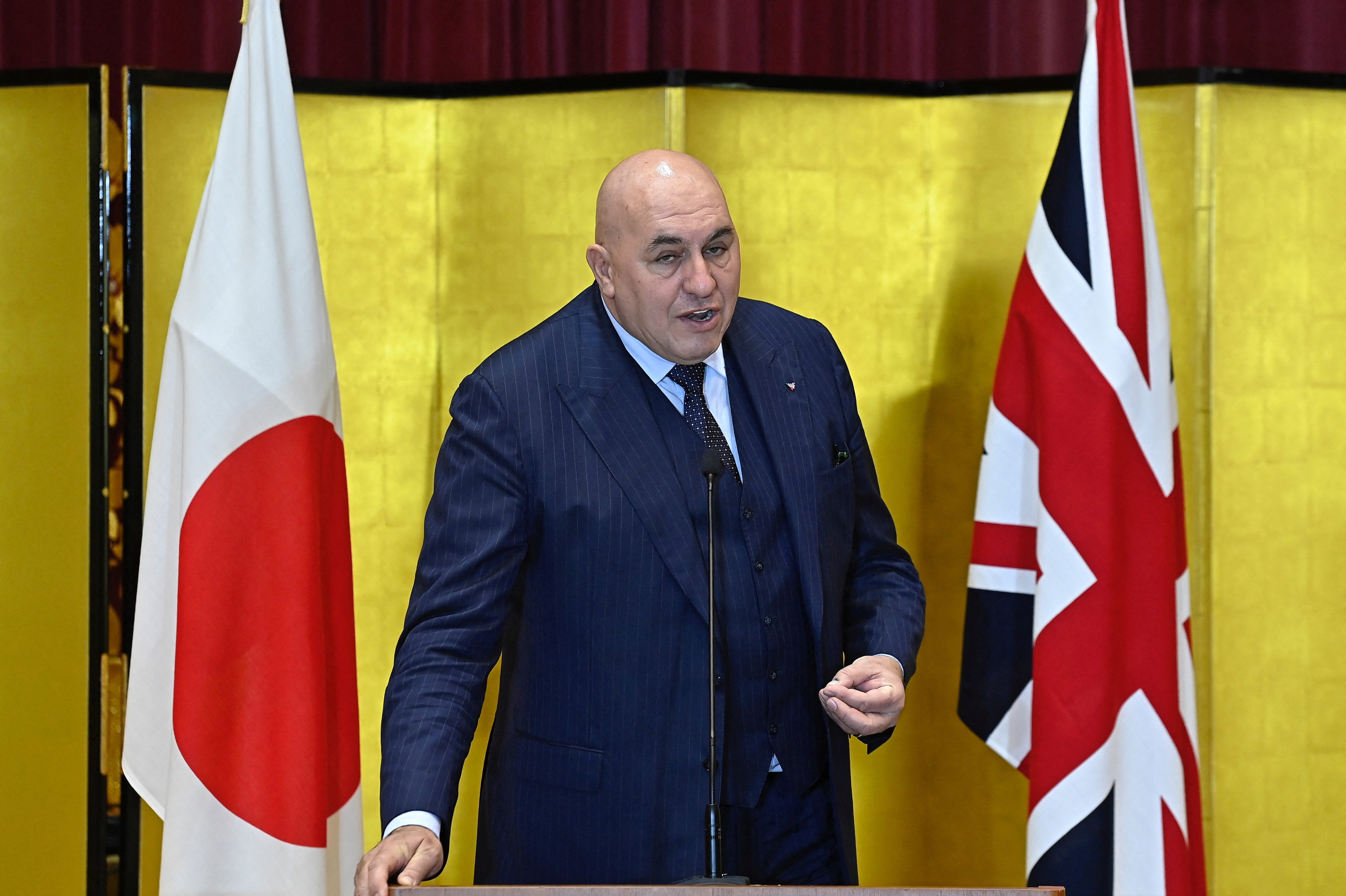 Britain's Defense Minister Grant Shapps and Italian Defense Minister Guido Crosetto meet with Japanese Defense Minister Kihara, in Tokyo