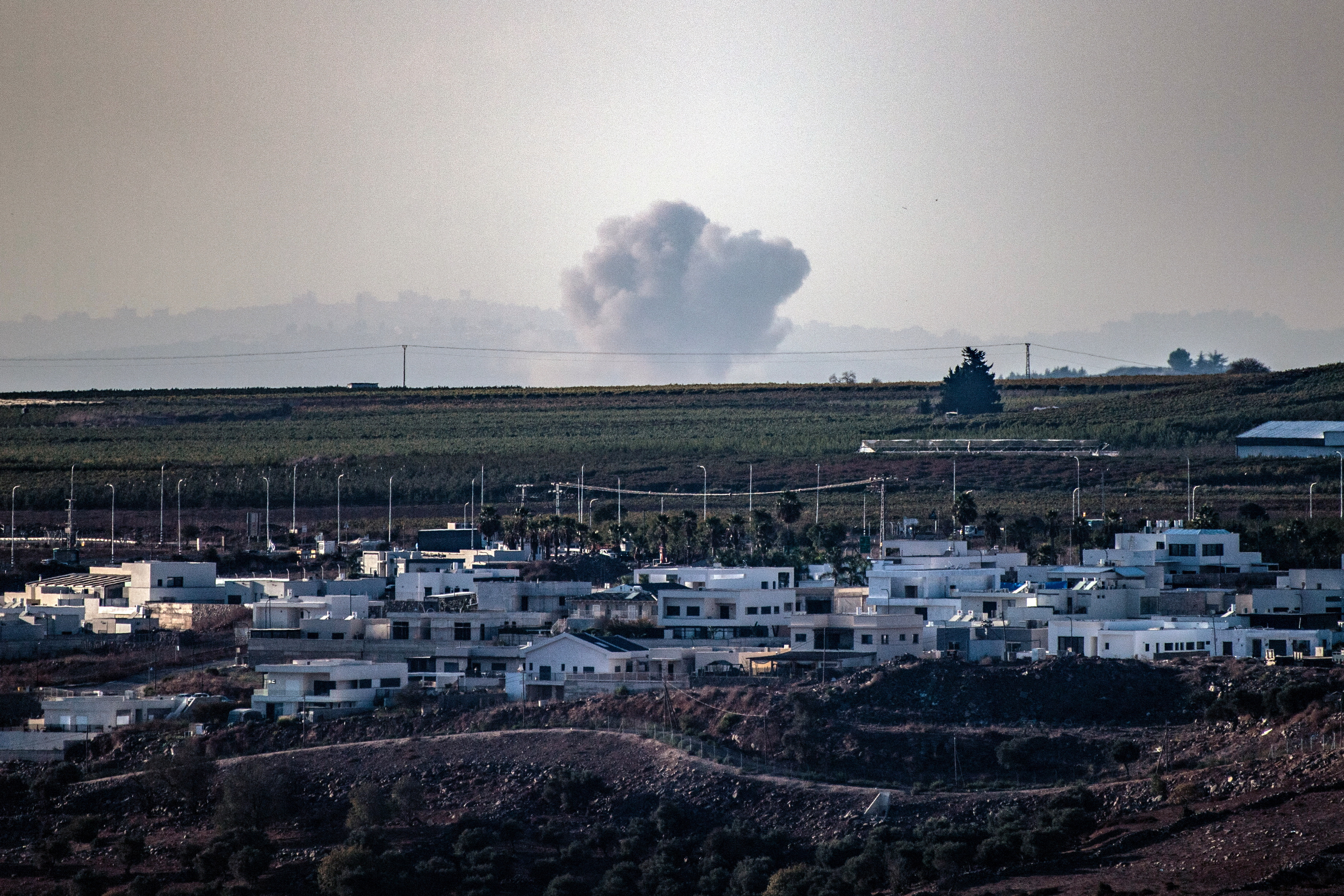 Smoke billows over southern Lebanon following Israeli strikes, as seen from the Israeli side of Israel Lebanon border