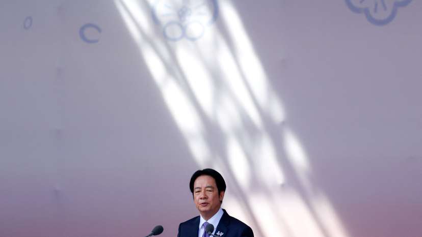 Taiwan's President Lai Ching-te delivers a speech during National Day celebrations in Taipei