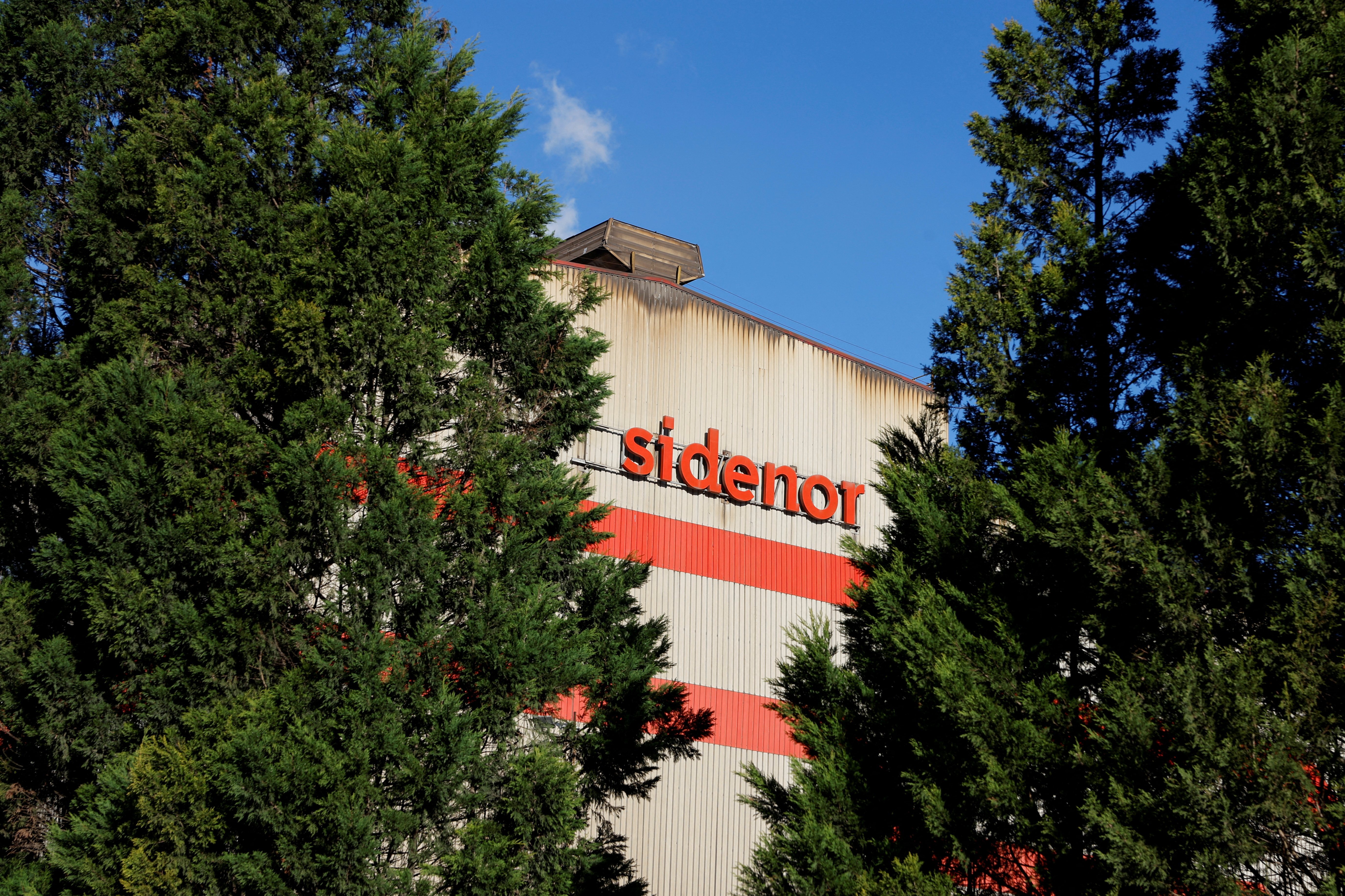 FILE PHOTO: A view of the logo of the Sidenor steel-making plant in Basauri