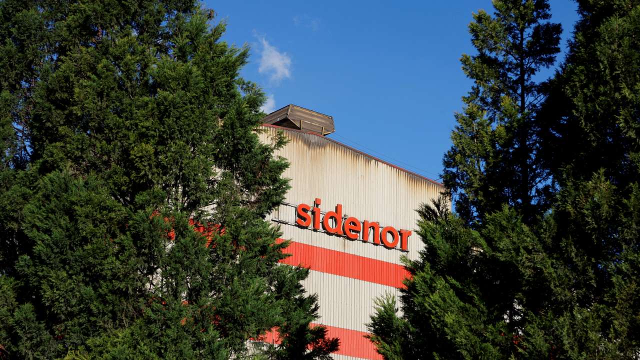 FILE PHOTO: A view of the logo of the Sidenor steel-making plant in Basauri