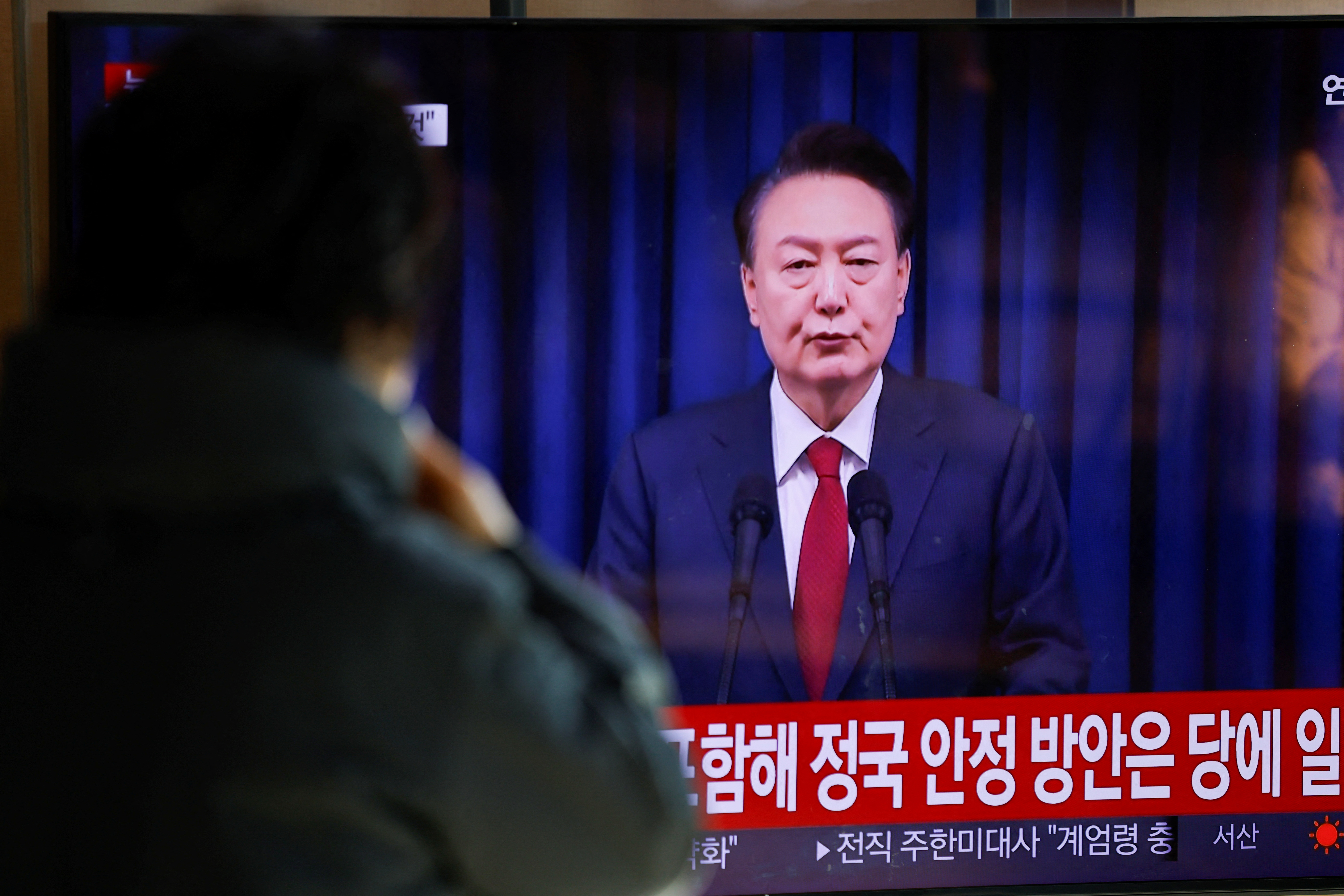 South Korean President Yoon Suk Yeol delivers an address to the nation