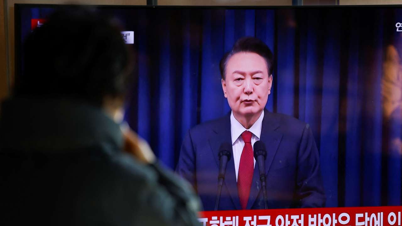 South Korean President Yoon Suk Yeol delivers an address to the nation
