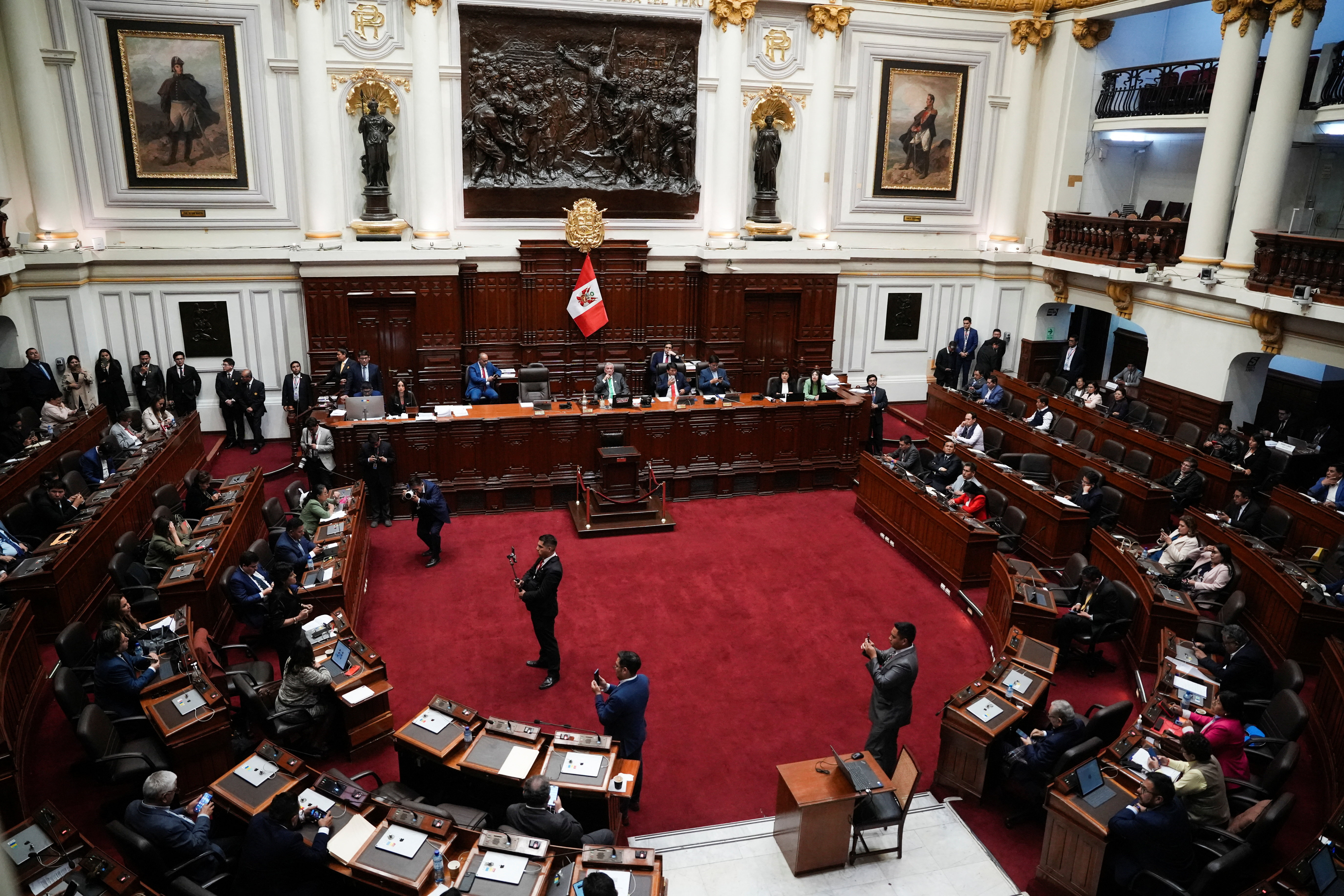 Lawmakers gather on the day opposition lawmakers present a motion to remove Peru’s President Boluarte, in Lima