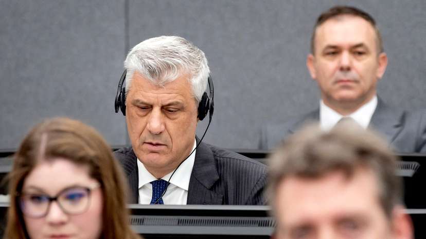 FILE PHOTO: Former Kosovo President Hashim Thaci attends his war crimes trial in The Hague